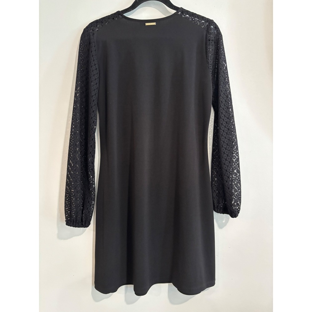 Michael Kors Lace Sleeve Shift Dress Womens‎ Size M Black Eyelet Detail